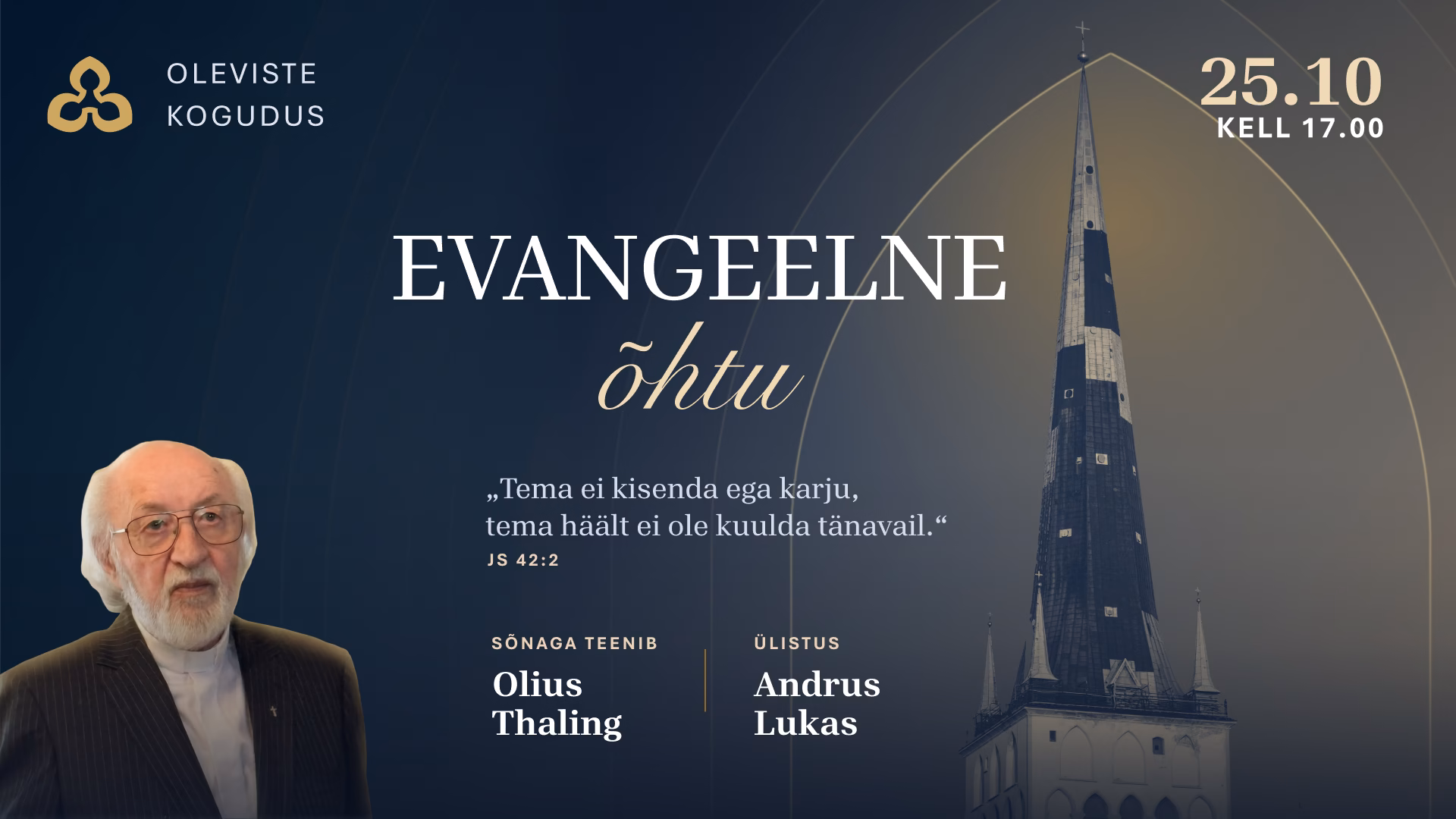 Tule evangeelsele õhtule 25. oktoobril!