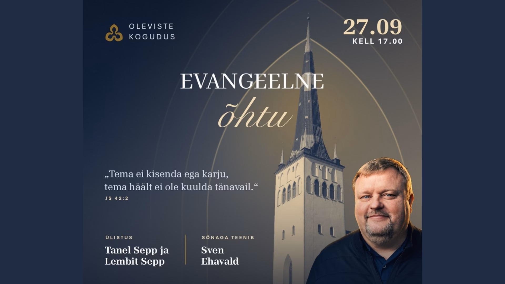 Evangeelsed õhtud alustavad 27. septembril 2026
